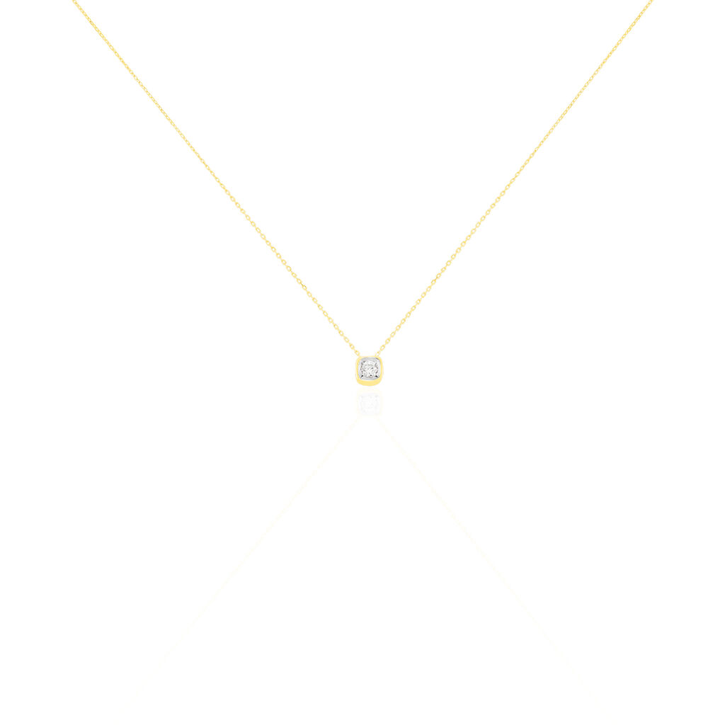 JALA Damen Collier Gold 375 (9 Karat) Diamant Wei&szlig; 0,1 ct Viereck