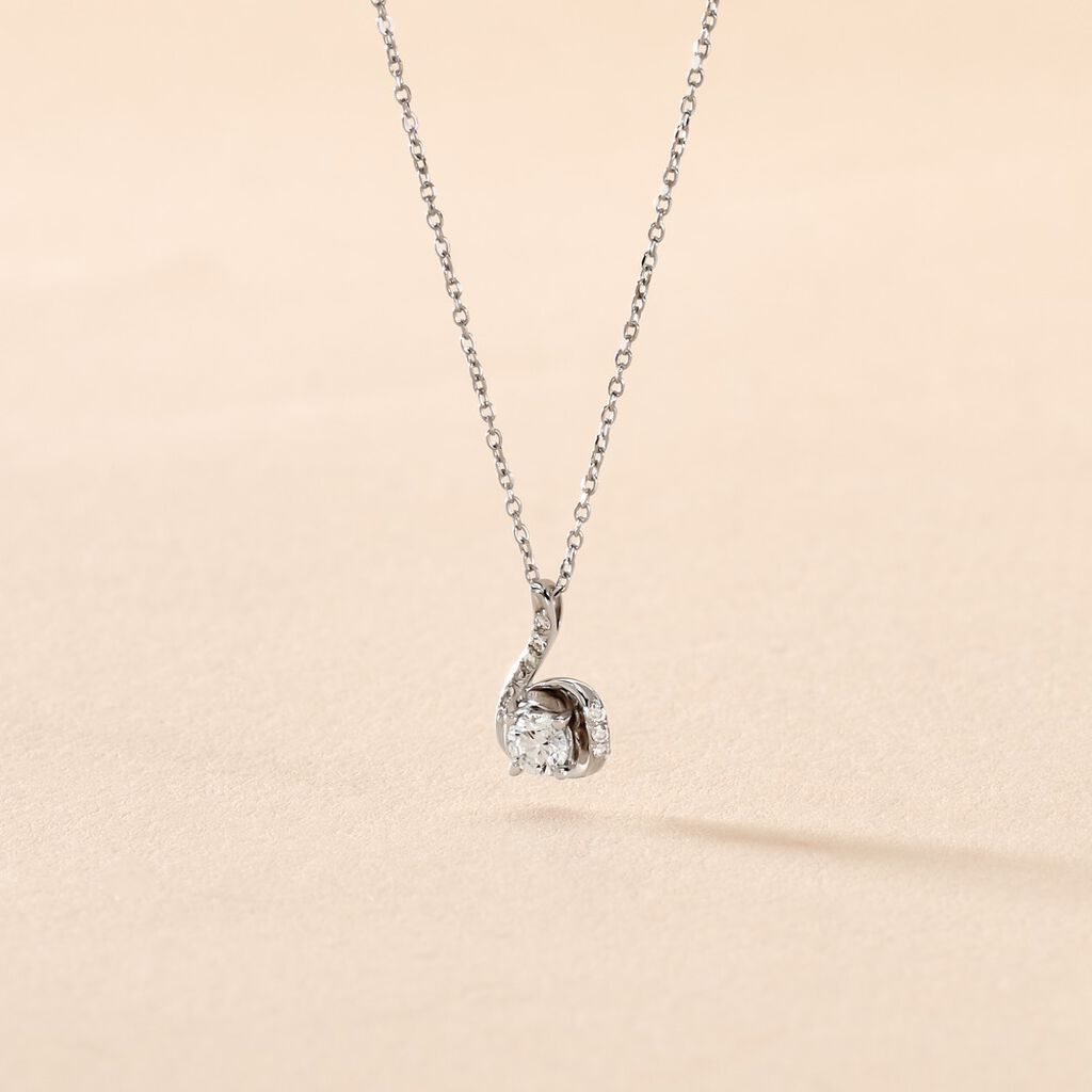 Collier Vrille Accompagnee Or Blanc Diamant - Spannringe Damen | OROVIVO