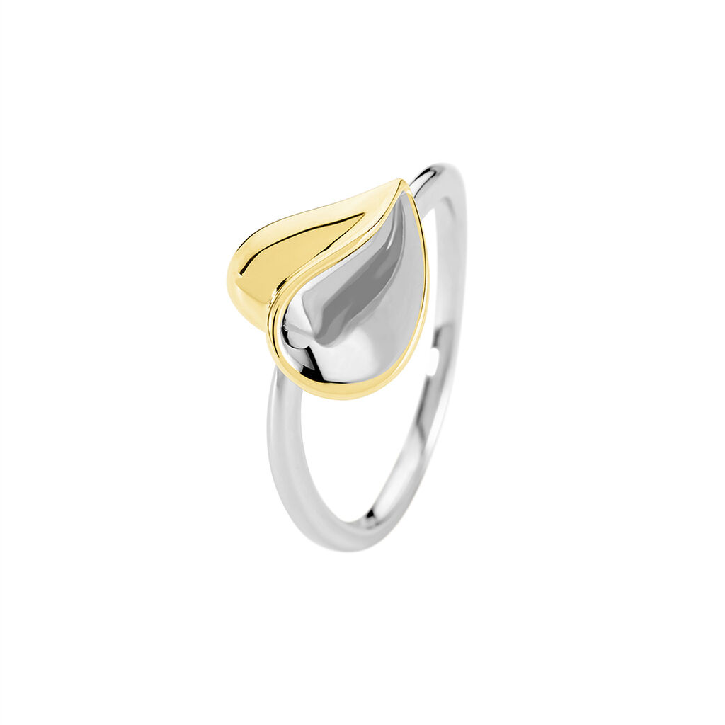 KALI Damen Ring Silber Bicolor Gelb/Silber 925 Blatt