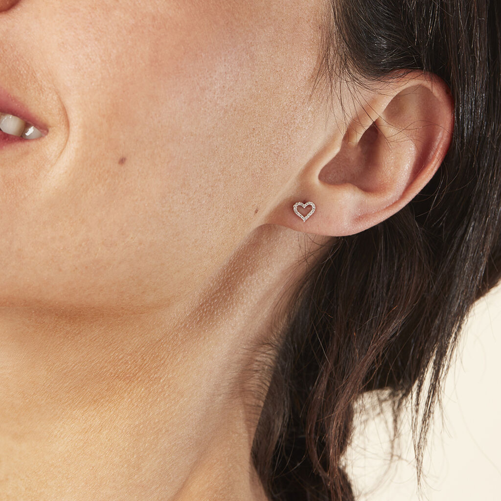 Damen Ohrstecker Weißgold 375 Diamant 0,06ct Herz Herz Glamour  - Ohrstecker Damen | OROVIVO