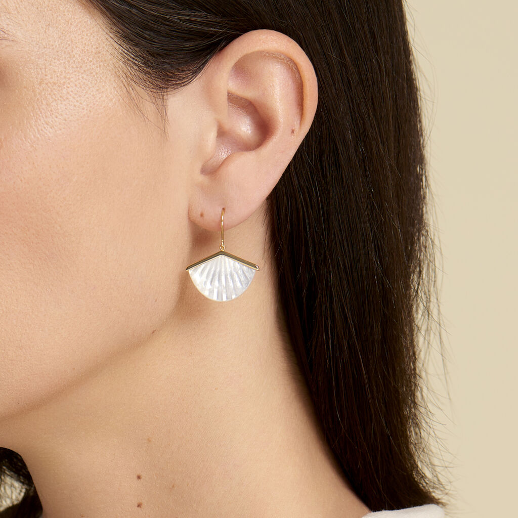 Damen Ohrringe Lang Gold 375 Perlmutt Perlmutt Arielle  - Sommerschmuck Damen | OROVIVO