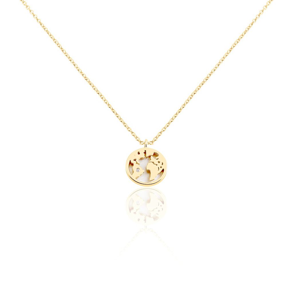 Thumbnail - Damen Collier Silber vergoldet 925 Zirkonia Weiß Kreis, Collier mit Stein