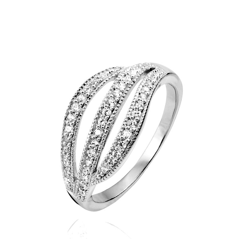 Bague Argent Blanc Oxyde De Zirconium - Spannringe Damen | OROVIVO