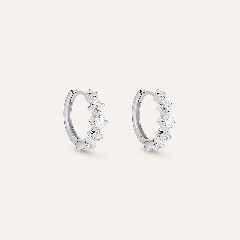 Orecchini A Cerchio Claire Oro Bianco Cubic Zirconia - Spannringe Damen | OROVIVO