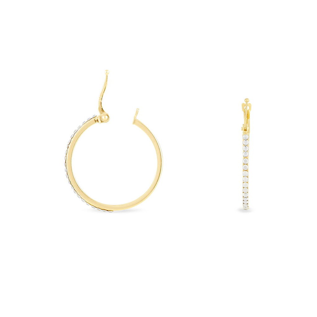 TYHANA Damen Creolen Gold 375 (9 Karat) Strass Wei&szlig; B 2 mm