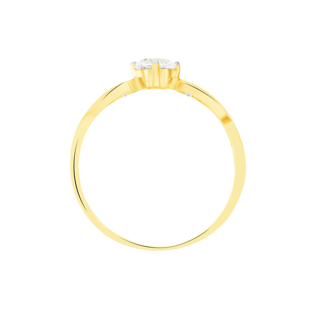 Solitaire Or Jaune Petales Oxydes - Spannringe Damen | OROVIVO
