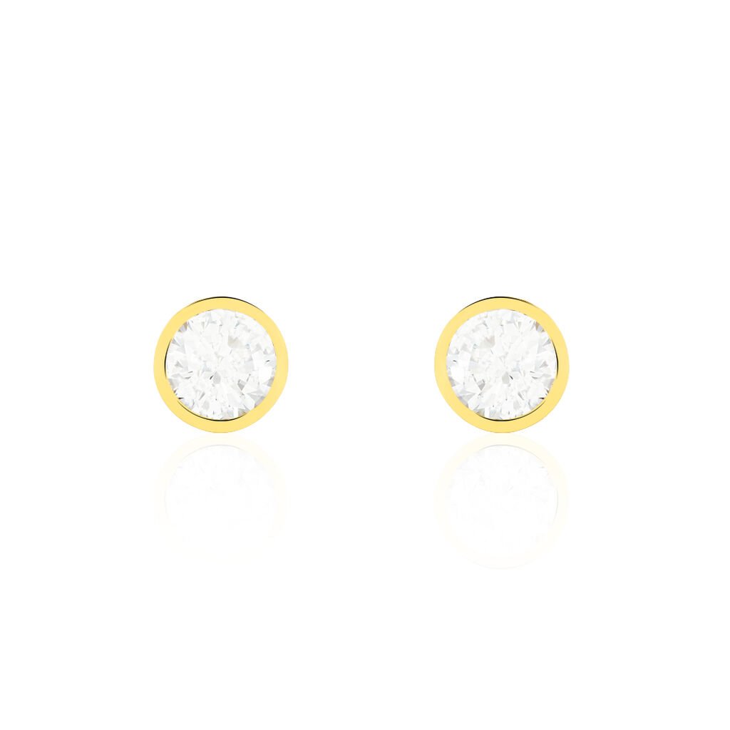 ZARGE Damen Ohrstecker Gold 375 (9 Karat) Zirkonia Wei&szlig; 1,89 ct Kreis