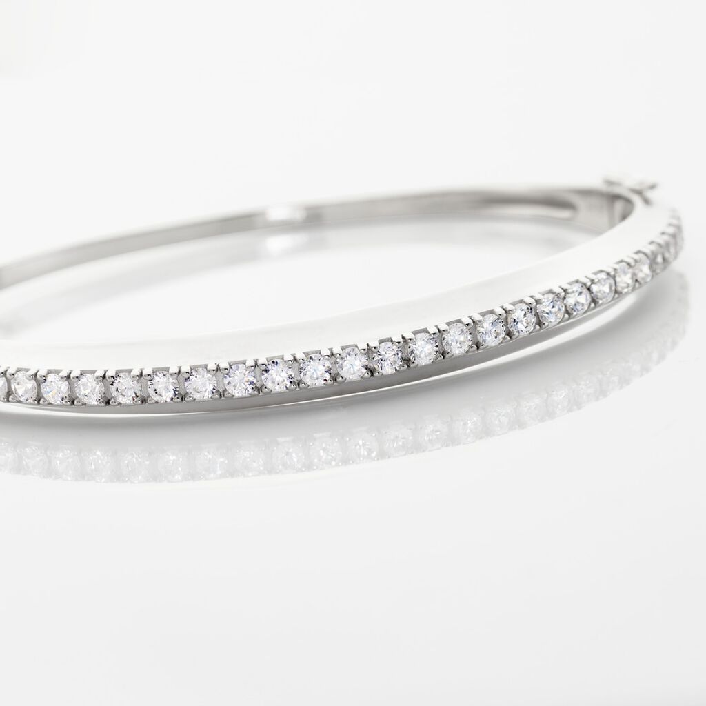 Damen Armreif / Armspange Silber 925 Zirkonia Wei&szlig;