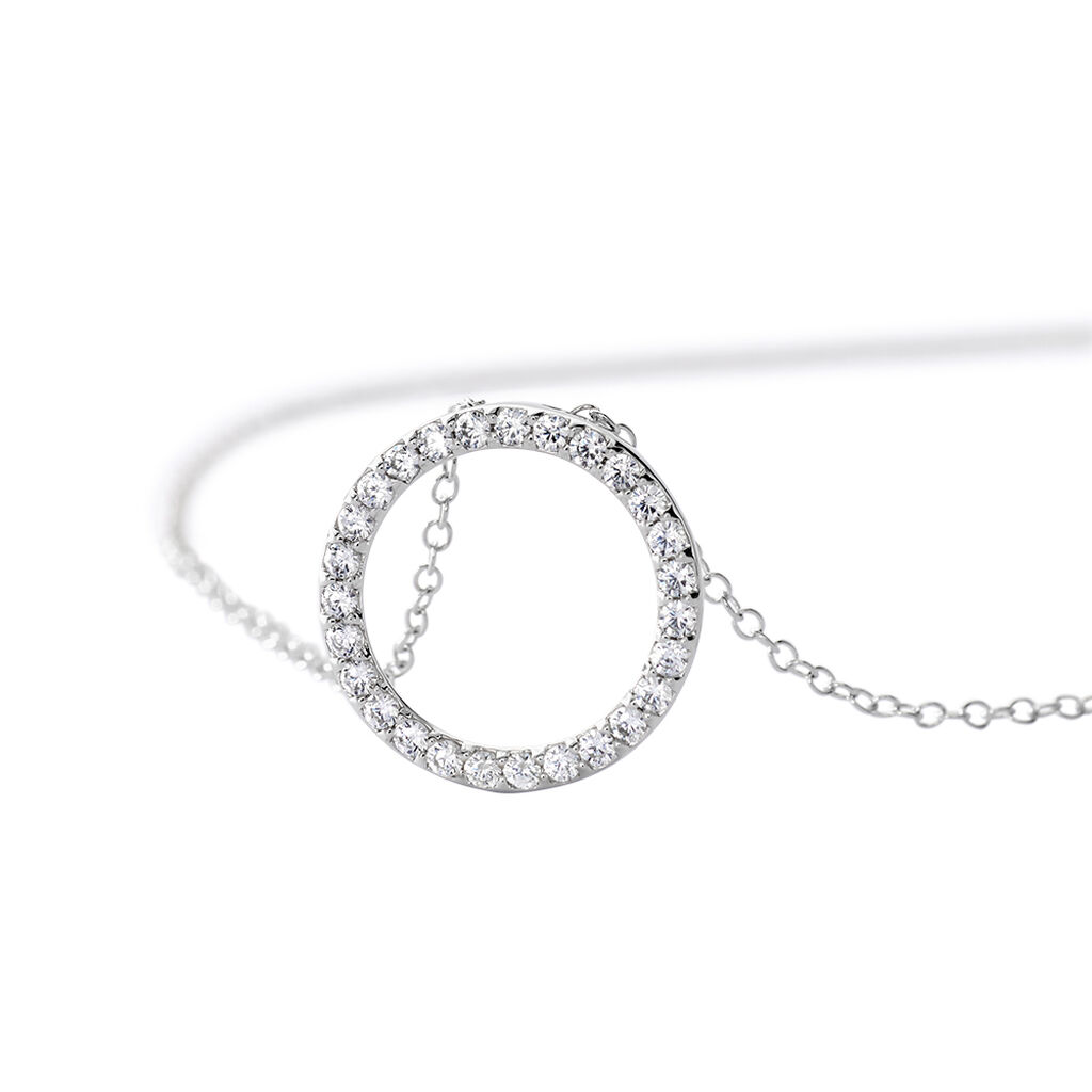 Damen Collier Silber 925 Rund Weiß Geometrisch Lilyana 4,5cm - Halsketten Damen | OROVIVO