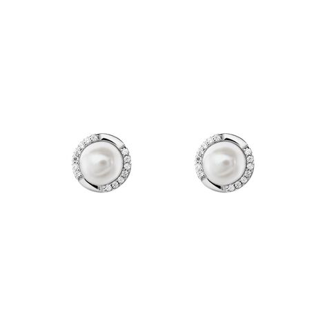 Damen Ohrstecker Silber 925 Zuchtperle Weiß  - Ohrstecker Damen | OROVIVO