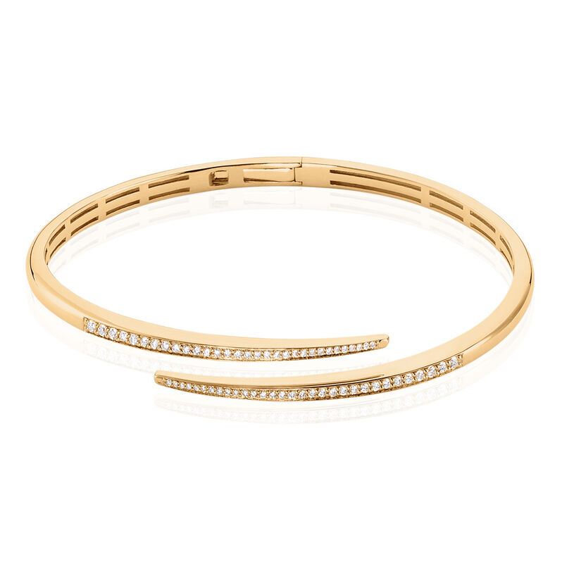 Damen Armreif / Armspange Gold 585 Rund Weiß Aliya - Armreifen Damen | OROVIVO