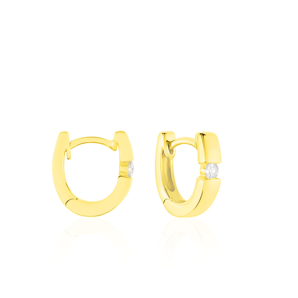 SEVILLE Damen Creolen Gold 585 (14 Karat) Diamant Wei&szlig; 0,1 ct