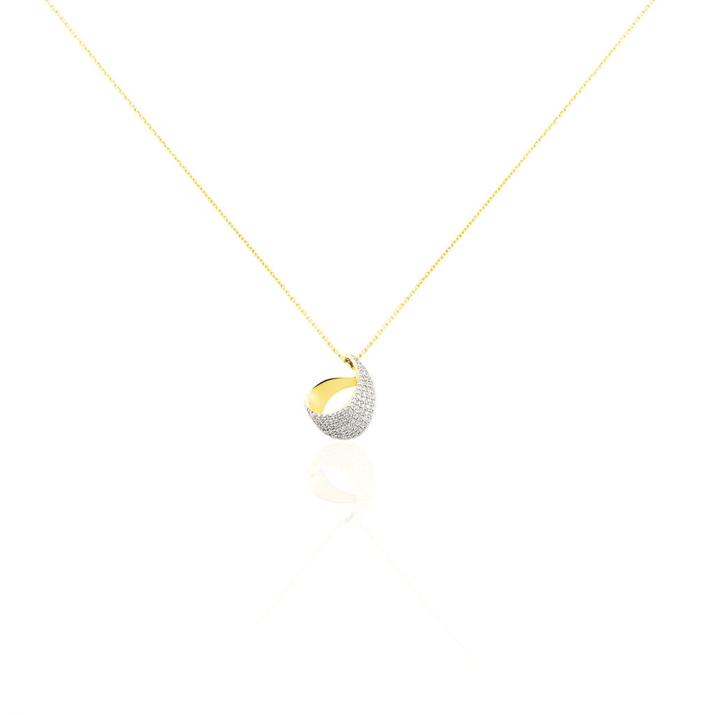 🦚 Damen Halskette Gold 375 Zirkonia , Collier mit Stein