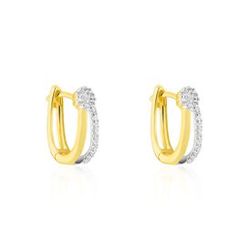 Damen Creolen Gold 375 Bicolor Zirkonia rhodiniert - Creolen Damen | OROVIVO