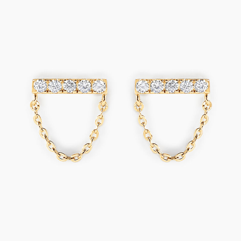 Boucles D'oreilles Pendantes Bartolomeo Or Jaune Oxyde De Zirconium - Spannringe Damen | OROVIVO