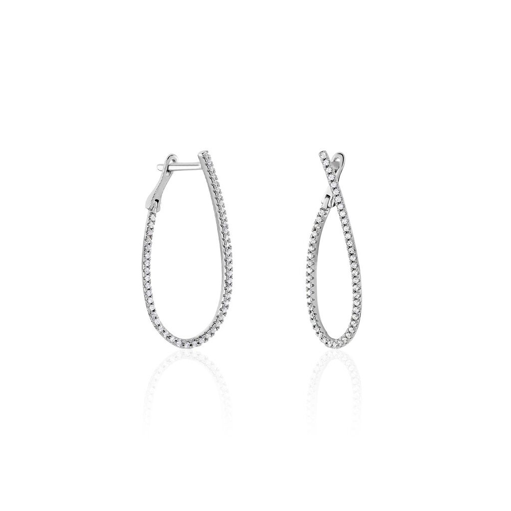 HOOPSA Damen Creolen Silber Silber 925 Zirkonia Weiß 0,88 ct B 16,1 mm, Creolen mit Stein