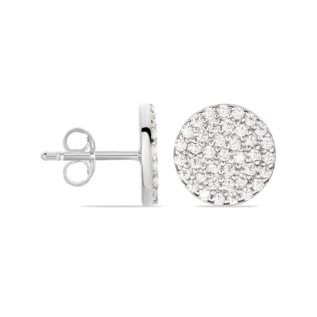 Damen Ohrstecker Silber 925 Zirkonia Wei&szlig; Kreis