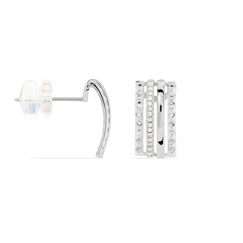 Boucles D'oreilles Puces Rock Or Blanc Diamant - Spannringe Damen | OROVIVO
