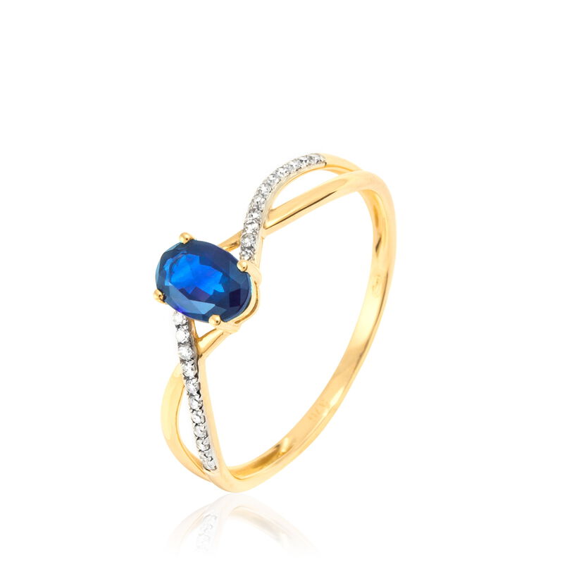 Bague Nicole Or Jaune Saphir Et Diamant - Spannringe Damen | OROVIVO
