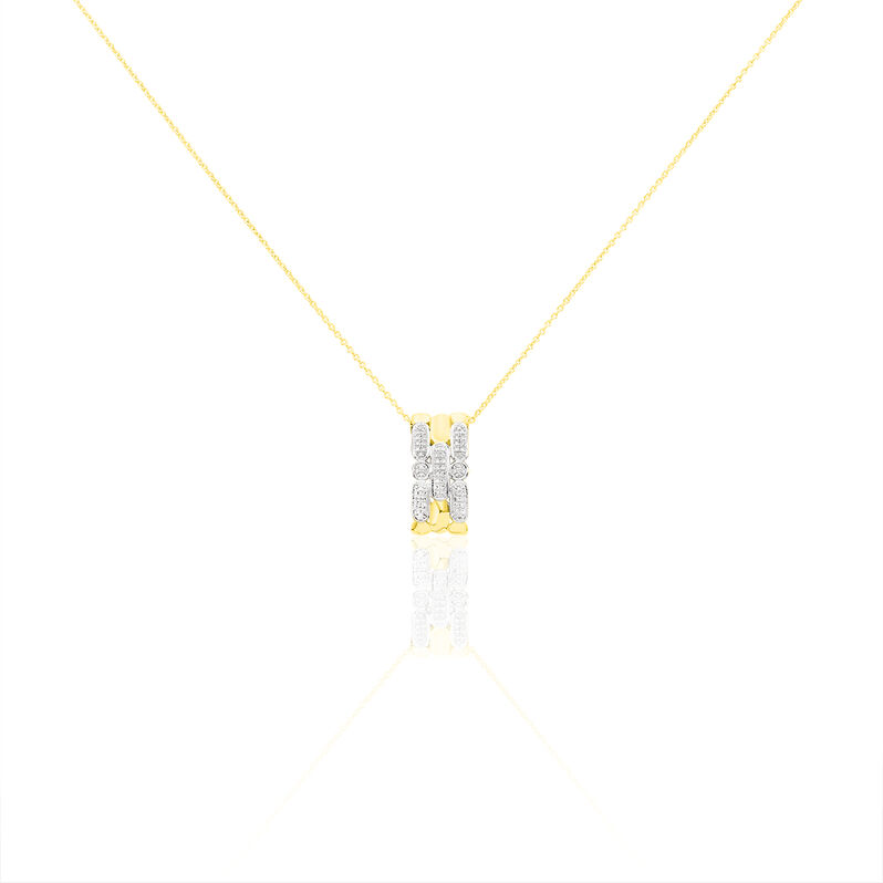 ETTA Damen Collier Gold 375 (9 Karat) Diamant Wei&szlig; 0,14 ct Barren - Halsketten Damen | OROVIVO