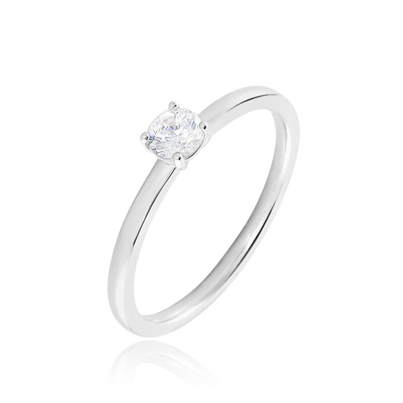Bague Solitaire Stella Argent Rhodié Oxyde De Zirconium - Spannringe Damen | OROVIVO