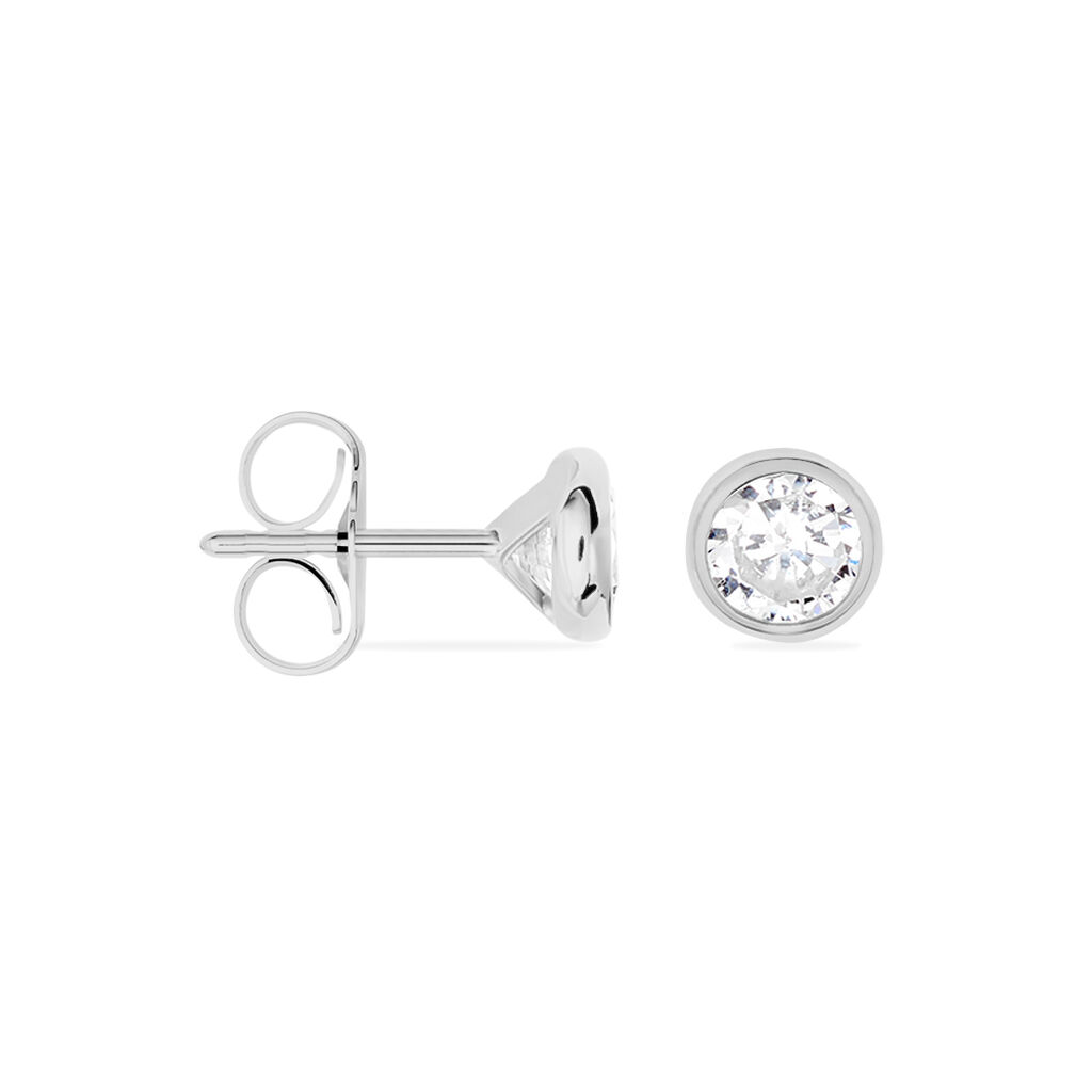 Damen Ohrstecker Weißgold 375 Zirkonia Kreis Zarge  - Ohrstecker Damen | OROVIVO