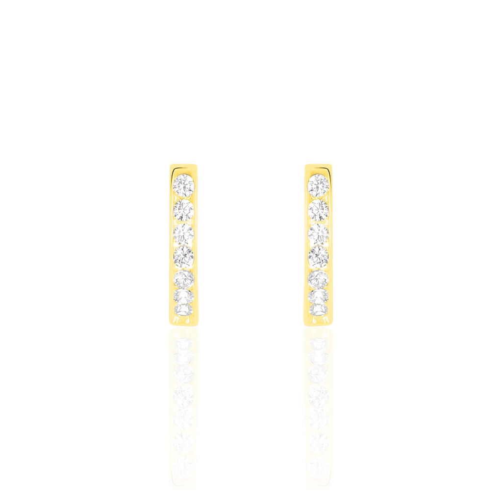 JACOBA Damen Creolen Gold 375 (9 Karat) Zirkonia Wei&szlig;