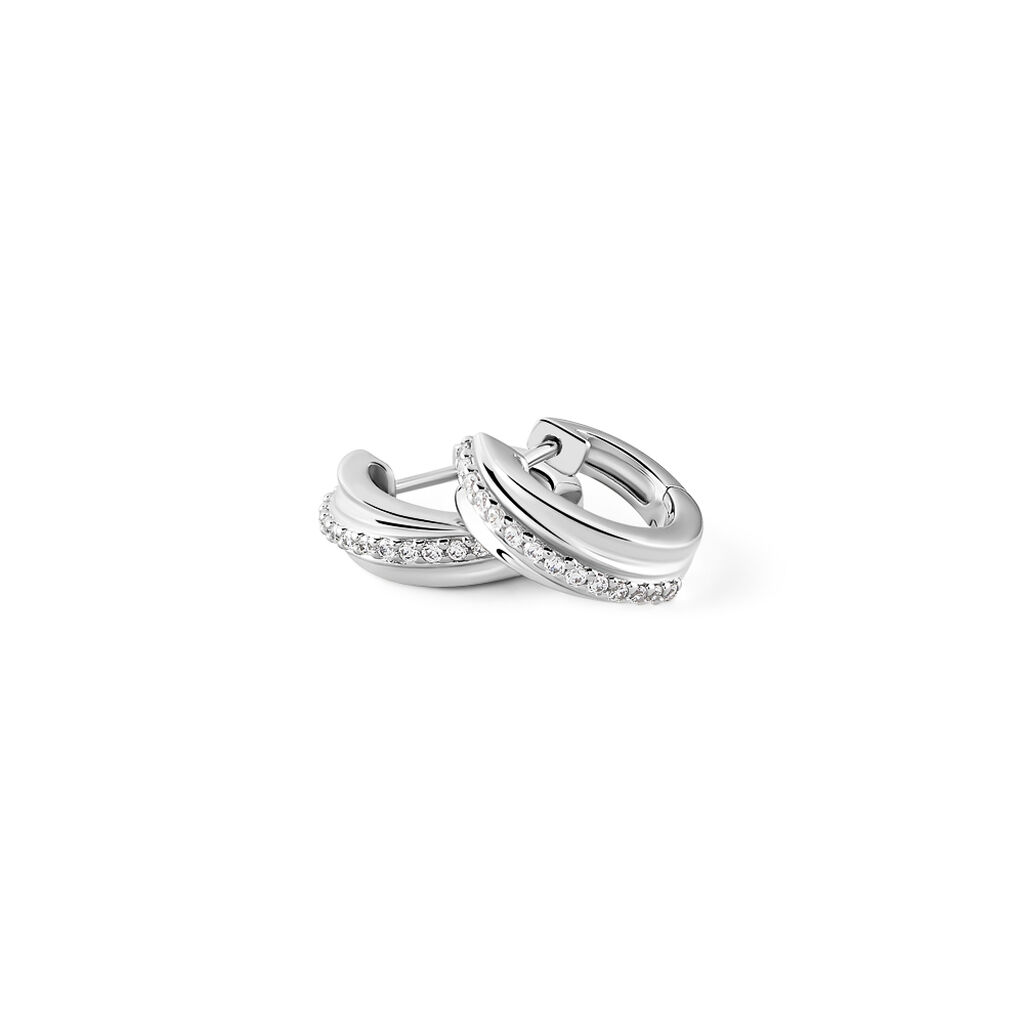 ELVAYA Damen Creolen Silber 925 Zirkonia Wei&szlig; 0,1 ct Kreis