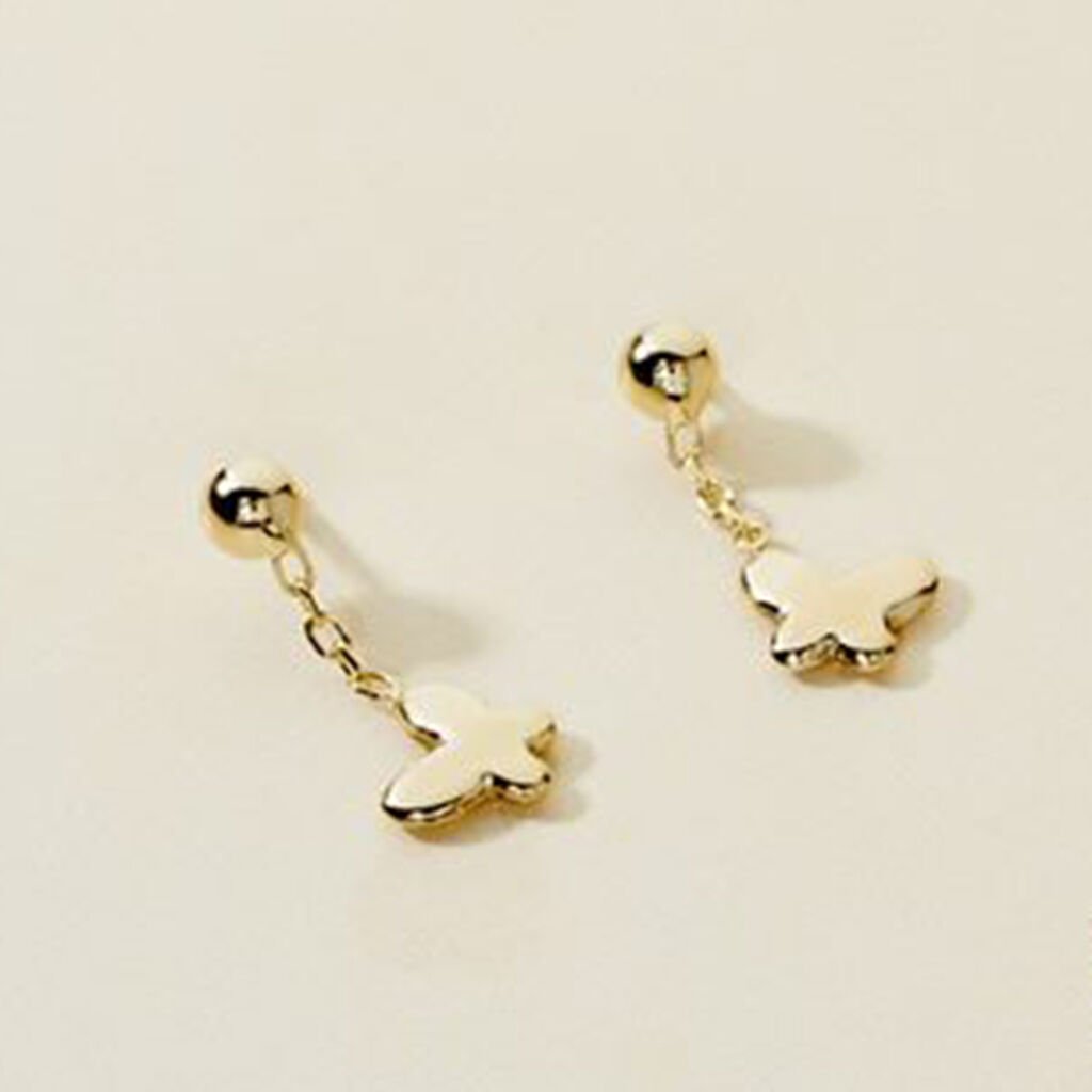 Damen Ohrstecker Lang Gold 375 Schmetterling Zenas - Ohrringe Kinder | OROVIVO