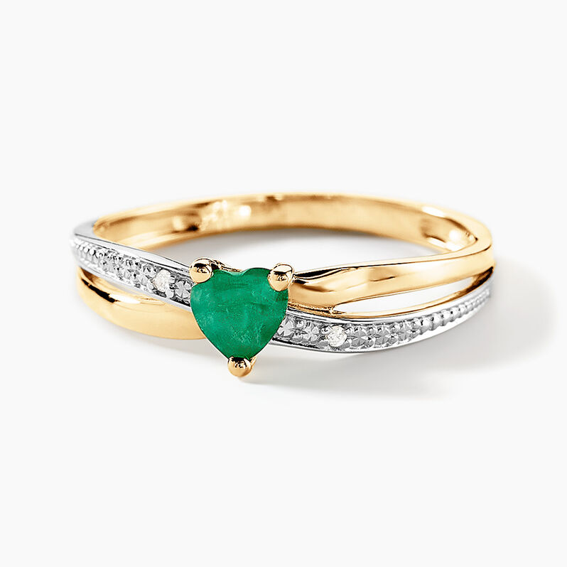 Bague Skylar Or Bicolore Emeraude Diamant - Spannringe Damen | OROVIVO