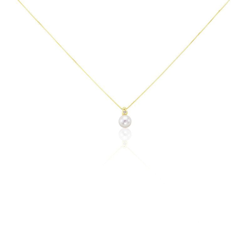 WILLOW Damen Collier Gold 375 (9 Karat) Zuchtperle Weiß - Halsketten Damen | OROVIVO