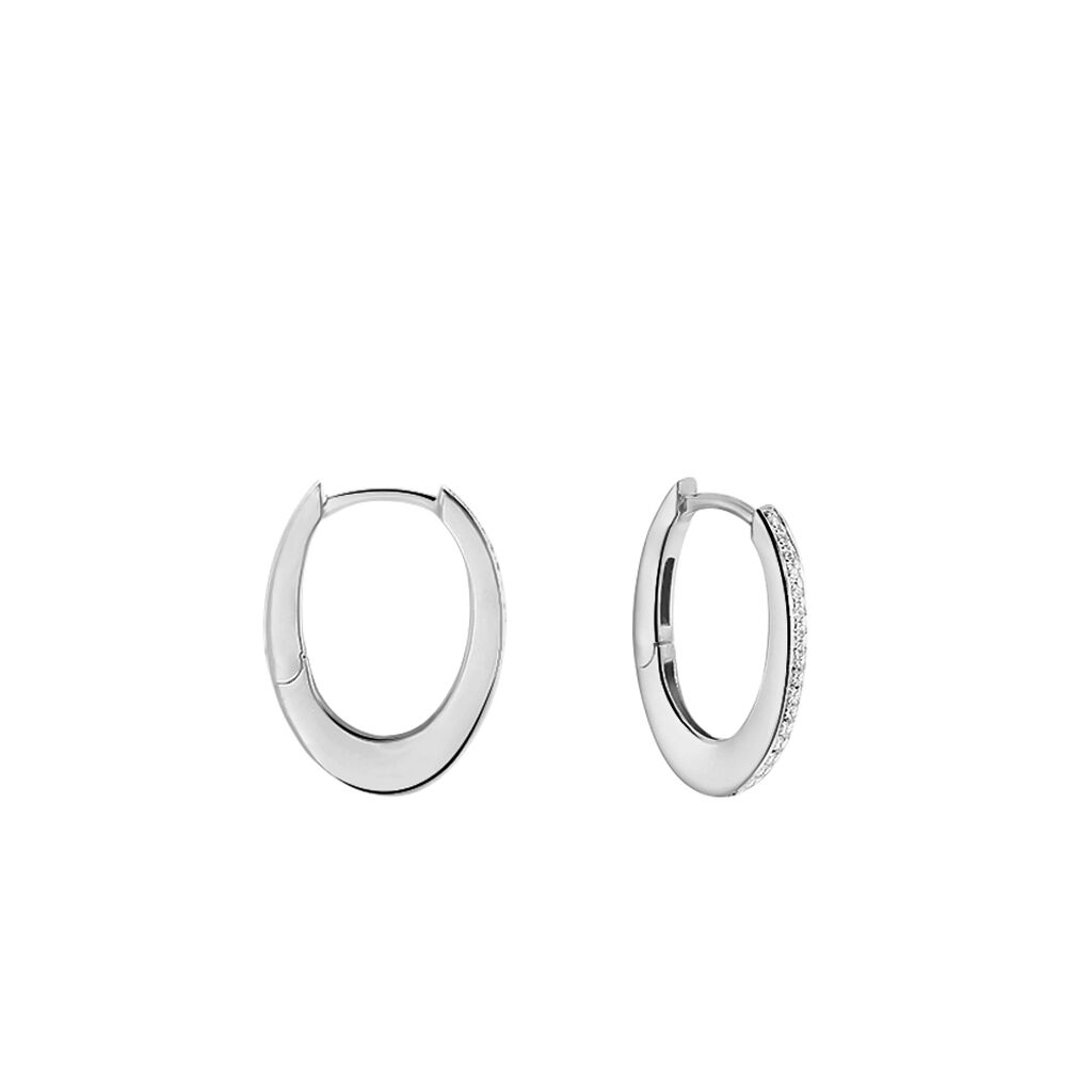 IVANA Damen Creolen Silber 925 Zirkonia Weiß 0,14 ct, Creolen mit Stein