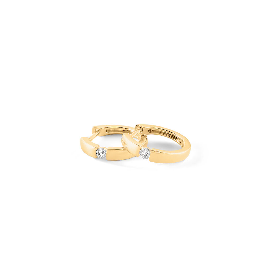 ELOURA Damen Creolen Gold 585 (14 Karat) Diamant Weiß 0,020 ct - Creolen Damen | OROVIVO