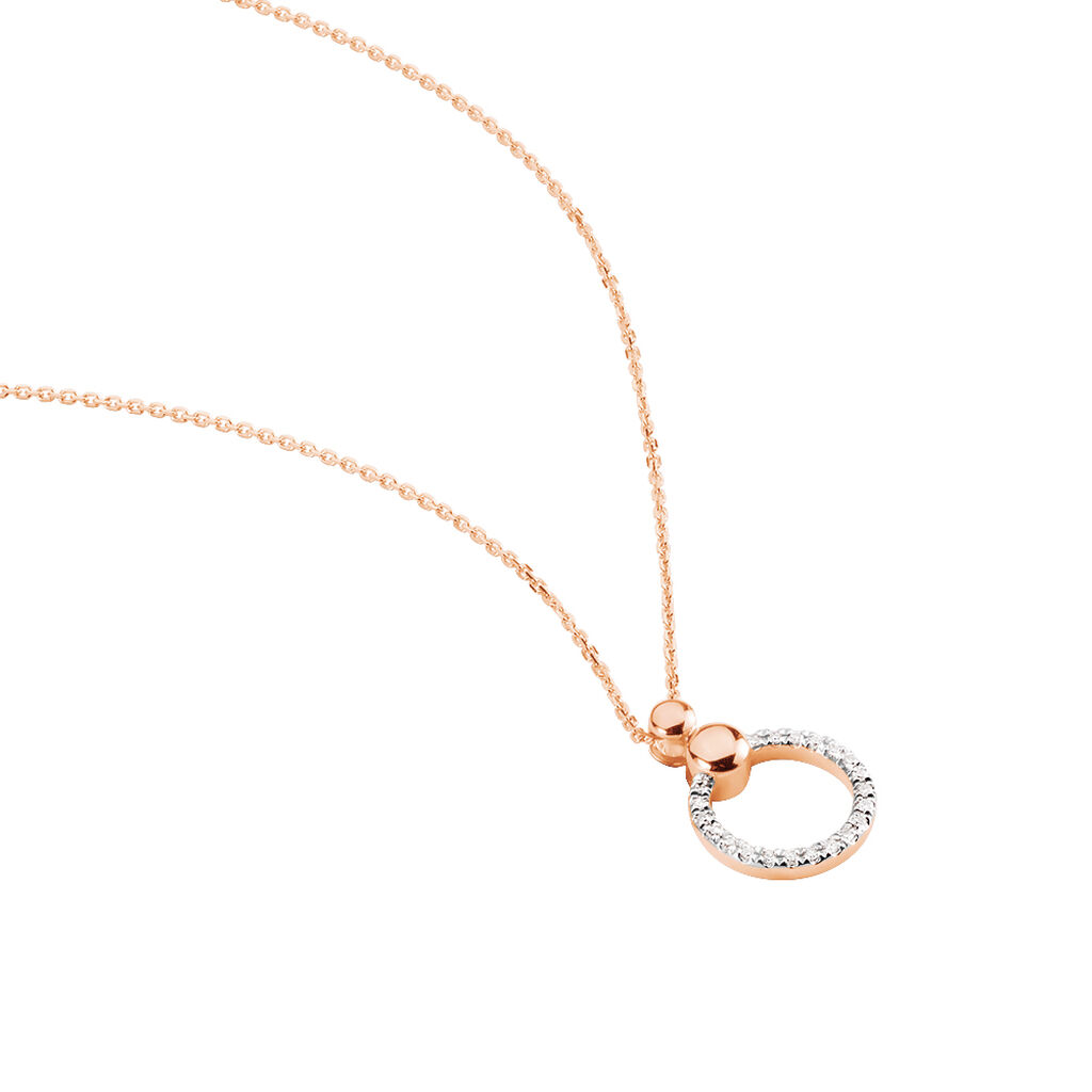Damen Collier Rosegold 375 Diamant 0,14ct Kreis Bibi - Halsketten Damen | OROVIVO