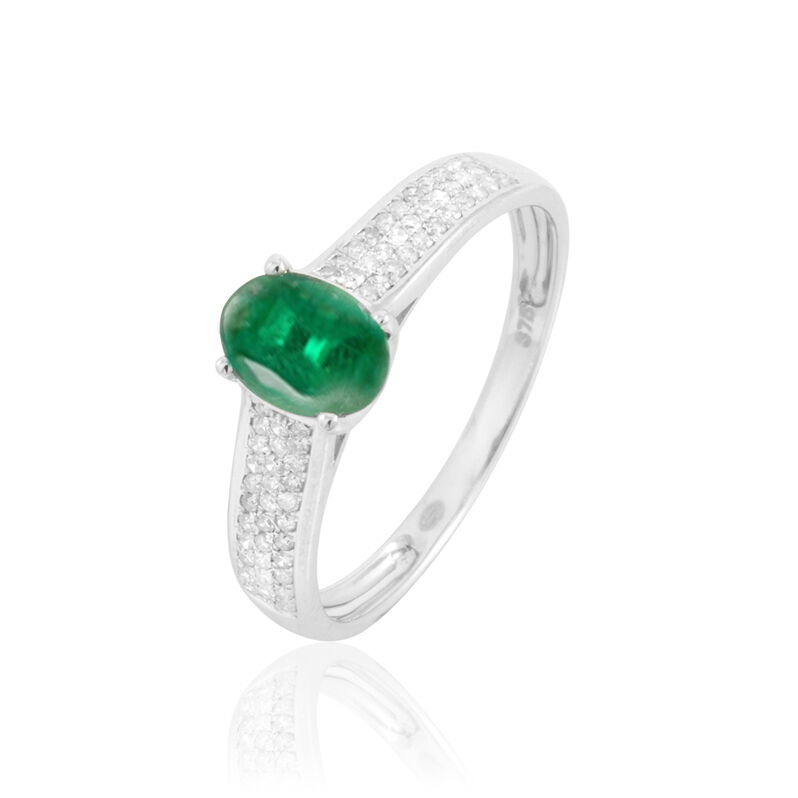 Bague Crista Or Blanc Emeraude Et Diamant - Spannringe Damen | OROVIVO