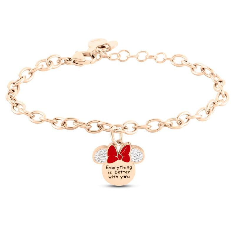 Bracciale Mickey Mouse & Friends Acciaio Rosa Cristallo - Spannringe Damen | OROVIVO