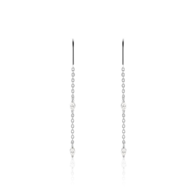Boucles D'oreilles Pendantes Argent Weiss Oxyde De Zirconium - Spannringe Damen | OROVIVO