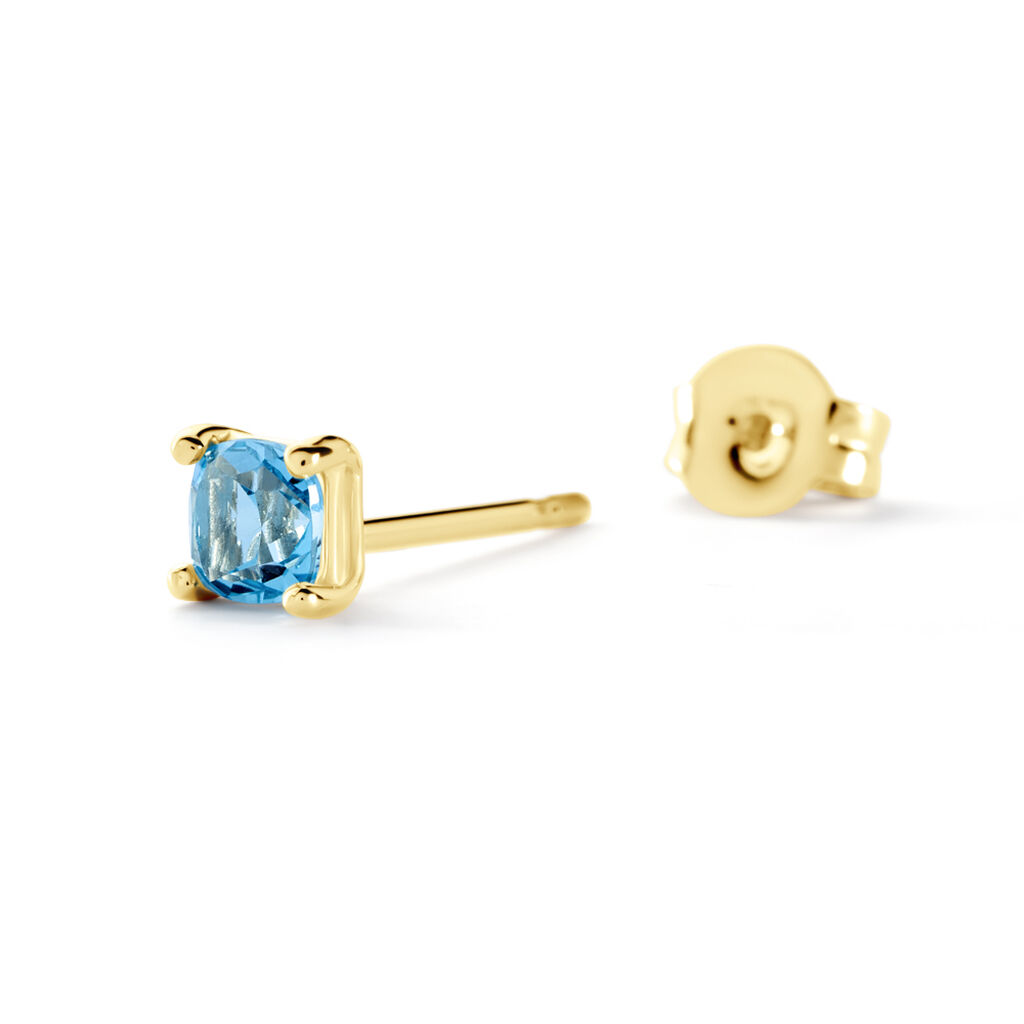 Oxicean Damen Ohrstecker Gold 375 (9 Karat) Zirkonia Blau Viereck