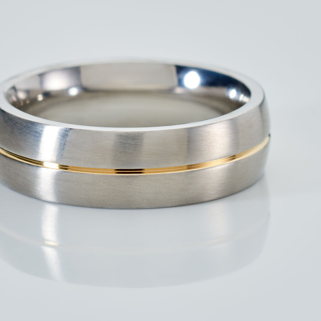 BOND Unisex Ring Edelstahl Bicolor Gold/Silber B 6 mm