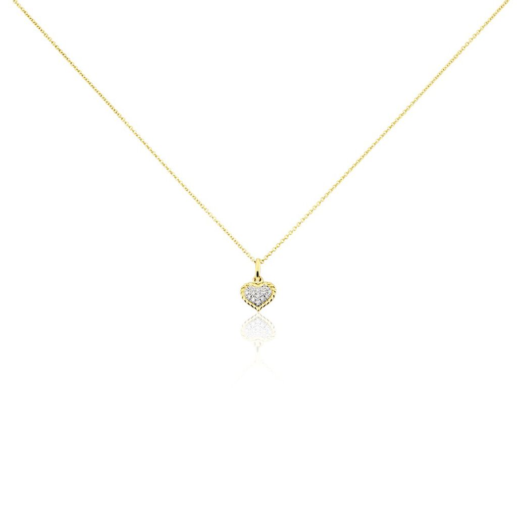 Herz Special Damen Collier Gold 375 (9 Karat) Diamant Wei&szlig; 0,04 ct Herz B 0,95 mm