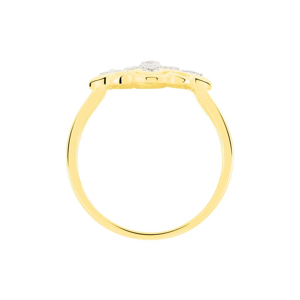 Bague Or Jaune Veda Fleur Ajoure  Diaman - Spannringe Damen | OROVIVO