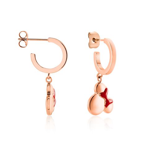 Damen Ohrringe Lang Edelstahl rosevergoldet Ohne Stein Fantasiecharakter Minnie Red 10,00mm  - Ohrringe Damen | OROVIVO