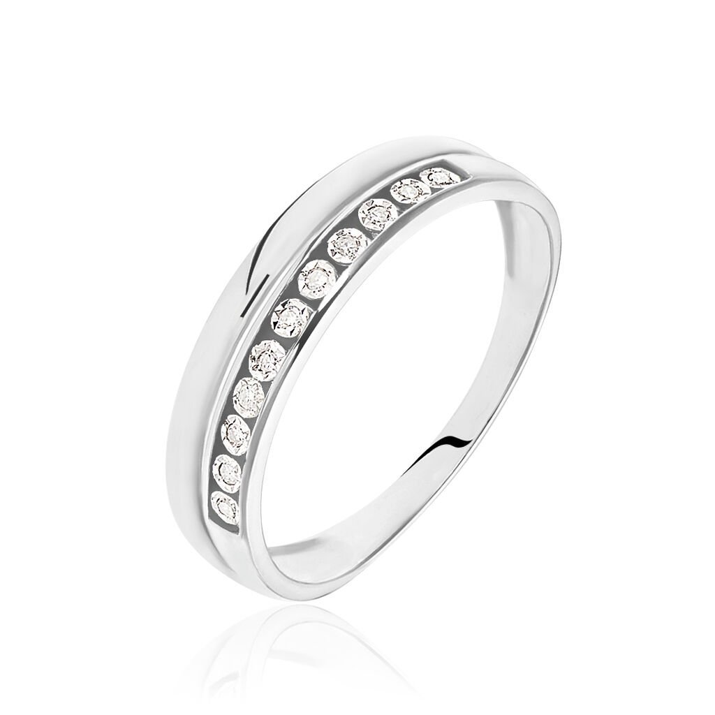 Damenring Weißgold 375 Diamant 0,044ct, Ring mit Stein