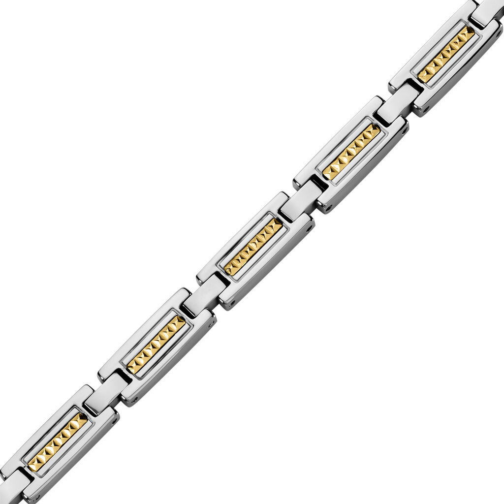 TORIN Herren Armband Edelstahl Bicolor Gelb/Silber Rechteckig B 6 mm