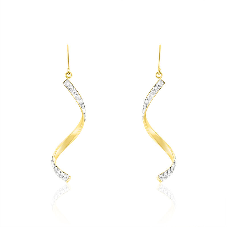 Boucles D'oreilles Pendantes Celenia Or Jaune Strass - Spannringe Damen | OROVIVO