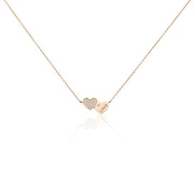 Damen Halskette Silber 925 Rosé vergoldet Zirkonia Herz Dory - Herzketten Damen | OROVIVO