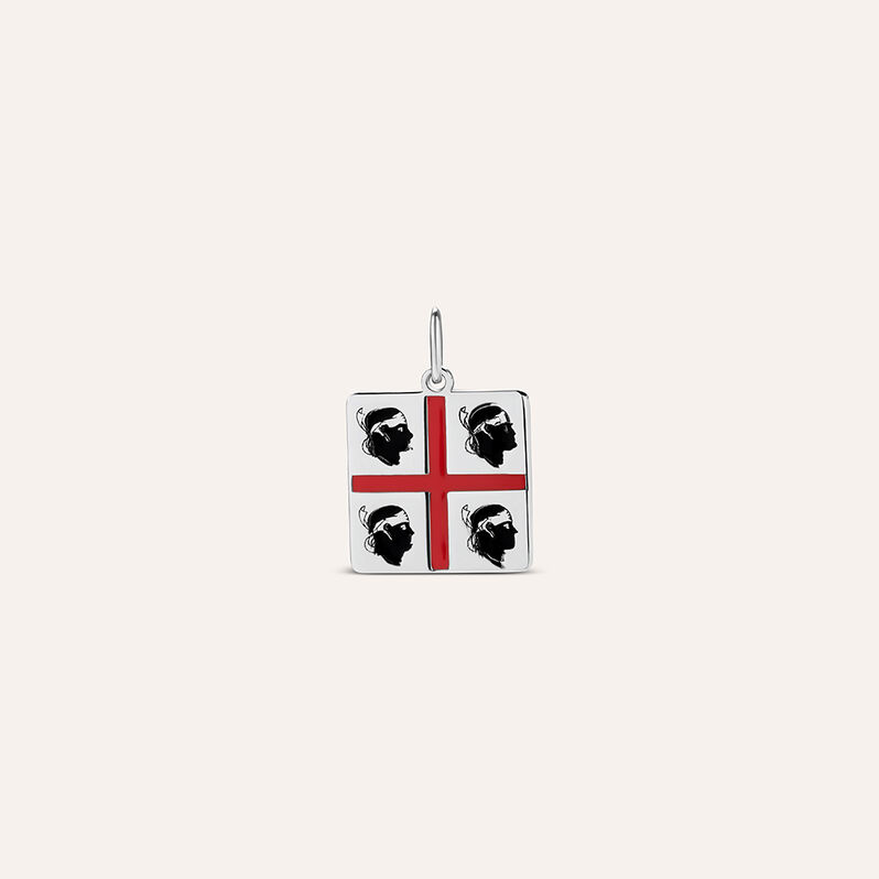 Pendente Saluti&Baci Bandiera Serdegna Love Beats Argento Rodiato - Spannringe Damen | OROVIVO
