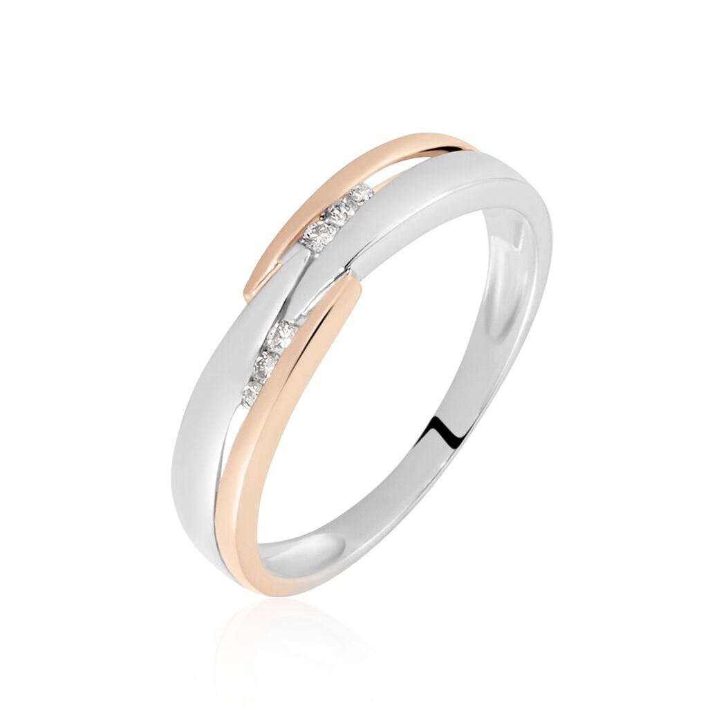 SACA Damen Ring Gold Bicolor Silber/Roségold 375 (9 Karat) Diamant Weiß 0,42 ct B 22 mm, Ring mit Stein