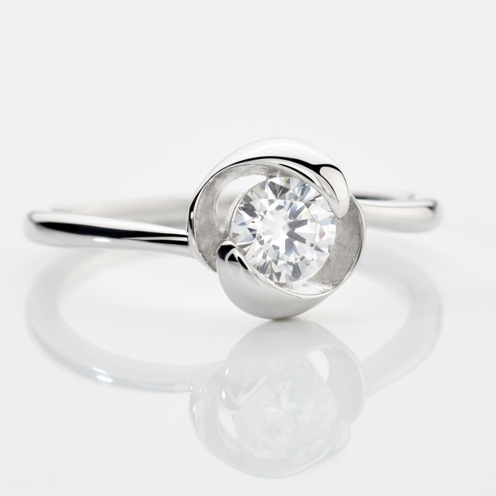 LUCY Damen Ring Silber 925 Zirkonia Wei&szlig; 0,87 ct Blume