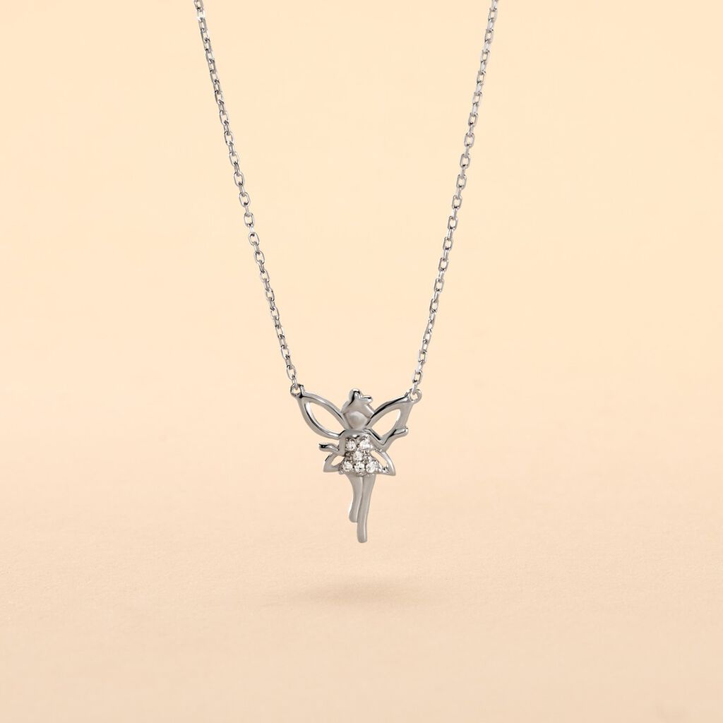 Collier Fee Or Blanc Diamant - Spannringe Damen | OROVIVO